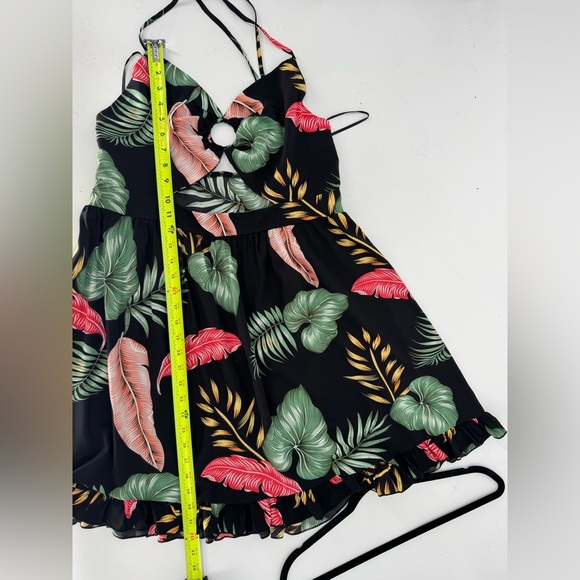 Women's Tropical Halter Tie Cut Out Mini Dress - Picture 10 of 13